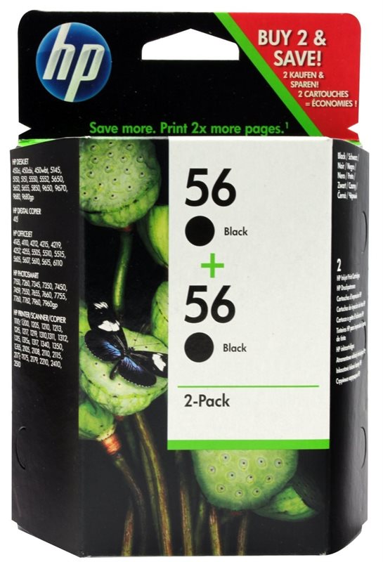 HP 56 original 2er-Pack Tinte schwarz - C9502AE HP 56 original 2er-Pack Tinte schwarz - C9502AE