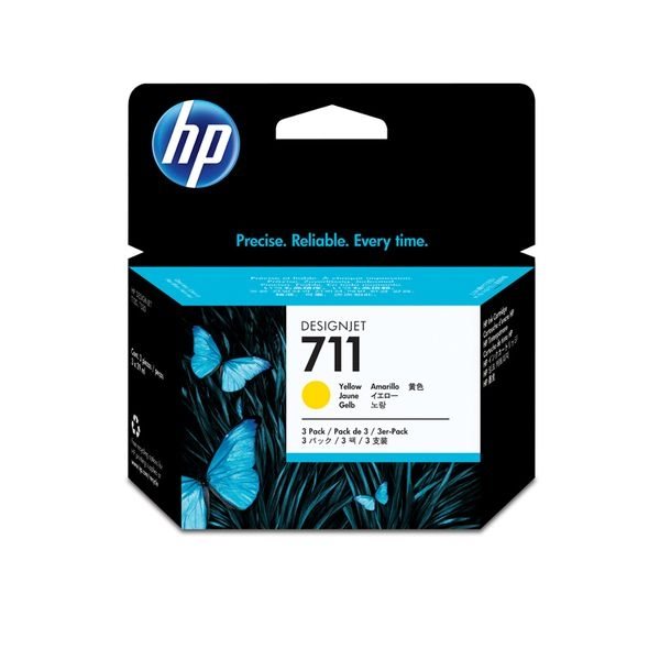 HP 711 original 3er-Pack Tinte gelb - CZ136A HP 711 original 3er-Pack Tinte gelb - CZ136A
