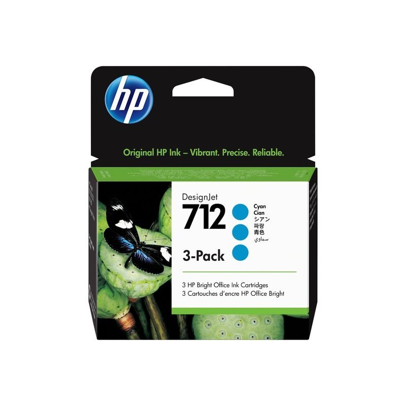 HP 712 Original 3er-Pack Tinte cyan - 3ED77A