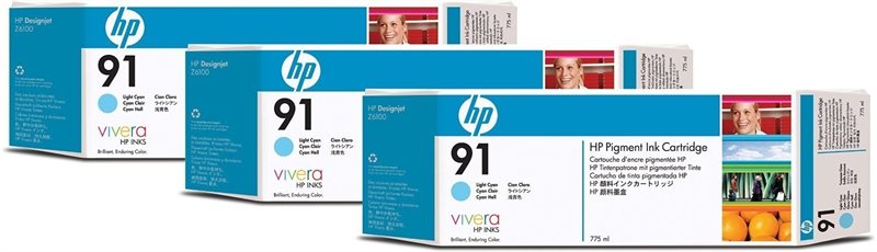 HP 91 original 3er-Pack Tinte cyan - C9486A HP 91 original 3er-Pack Tinte cyan - C9486A