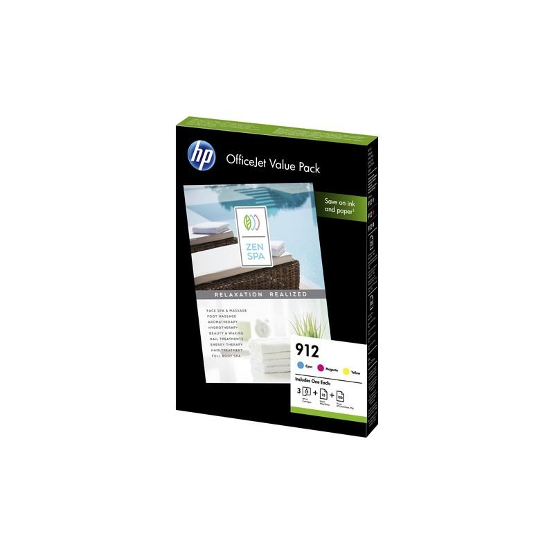 HP 912 original Value Pack CMY + 125 Blatt - A4 - 90 g/m - 6JR41AE HP 912 original Value Pack CMY + 125 Blatt - A4 - 90 g/m - 6JR41AE
