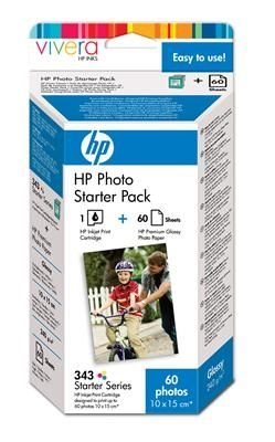 HP Starter Fotoset, Tinte Nr. 343 + Fotopapier