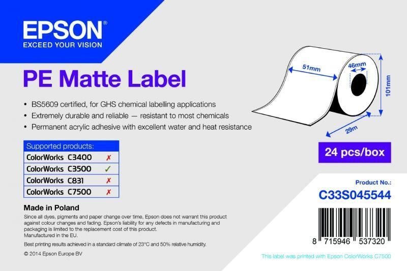 PE Matte Label - Continuous Roll - C33S045544