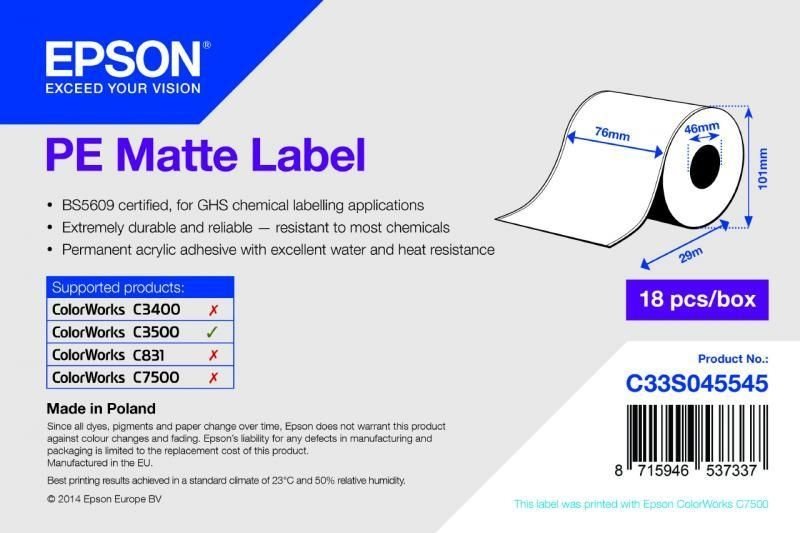 PE Matte Label - Continuous Roll - C33S045545