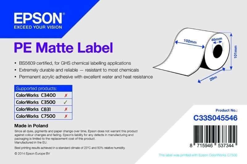 PE Matte Label - Continuous Roll - C33S045546