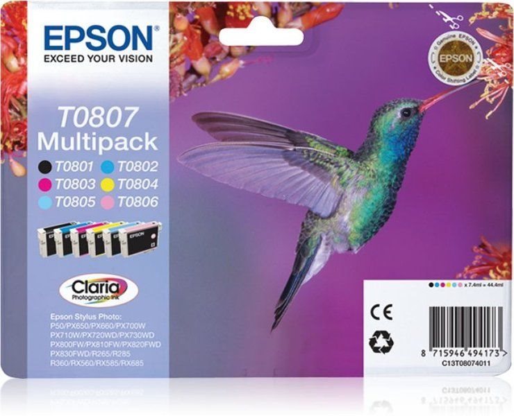 T0807 Multipack - schwarz, gelb, cyan, magenta, he