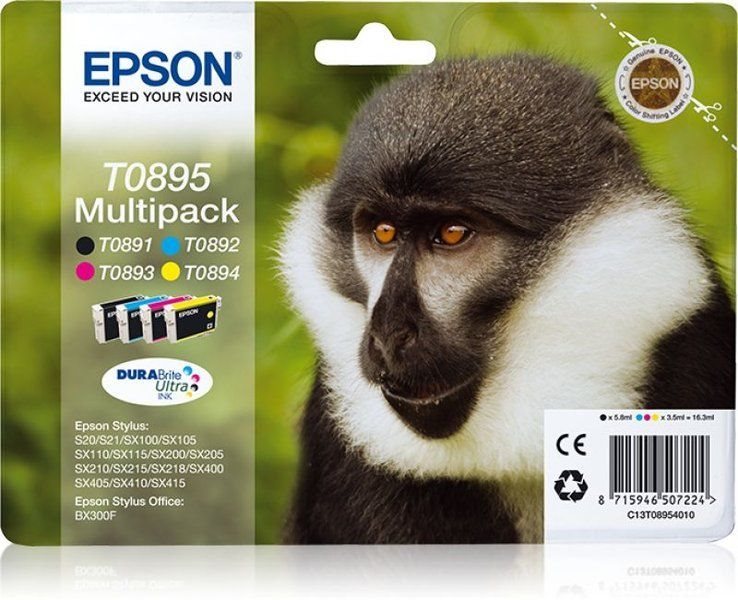 T0895 Multipack - schwarz, gelb, cyan, magenta - O