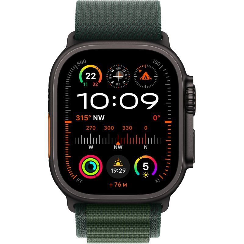 Apple Watch Ultra 2 Black Titanium Band: Dunkelgrün Größe M 64GB 49mm 4G