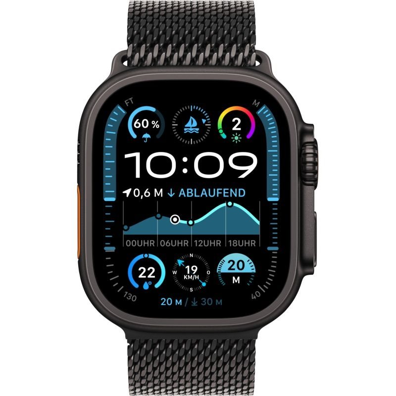 Apple Watch Ultra 2 Black Titanium Band: Schwarz Größe M 64GB 49mm 4G