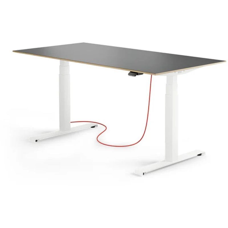 Eliot Schreibtisch hvst, Lock White Multiplex Weiß / Schwarz B160cm x T79cm
