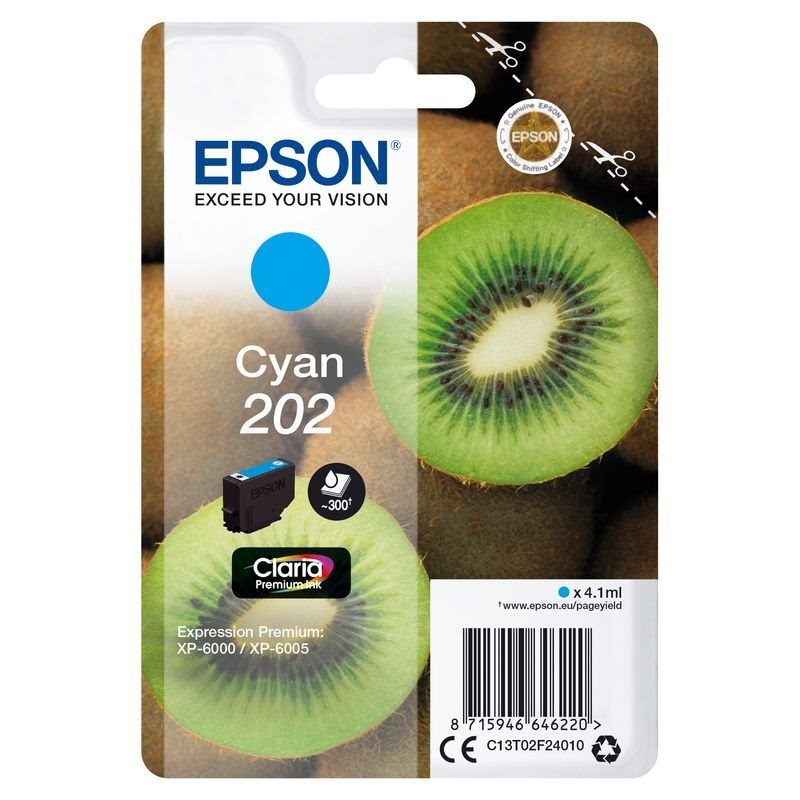 Epson Original 202 Tinte cyan - C13T02F24010