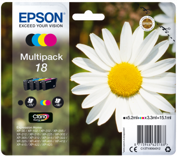 Epson Original Tinte Multipack 18 BK/C/M/Y - C13T18064012
