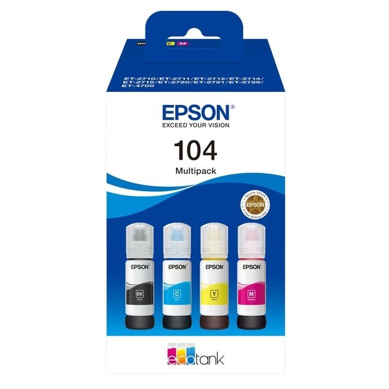 Epson Original Tinten-Multipack BK/C/M/Y EcoTank 104 - C13T00P640