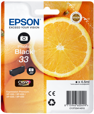 Epson Tinte Singlepack Photo schwarz 33 T3341