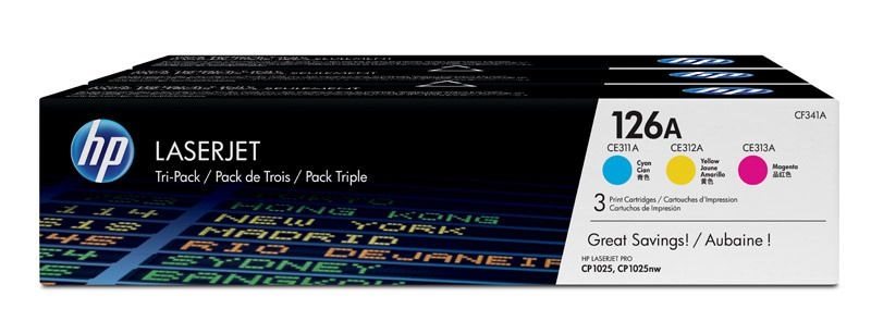 HP 126A original Tonerpaket cyan, magenta, gelb - CF341A
