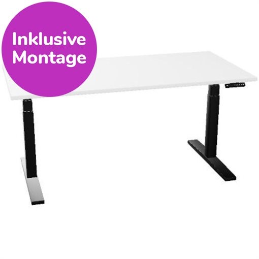 InWerk Schreibtisch hvst, Imperio Lift Q2 Weiß/Schwarz B160cm x T80cm