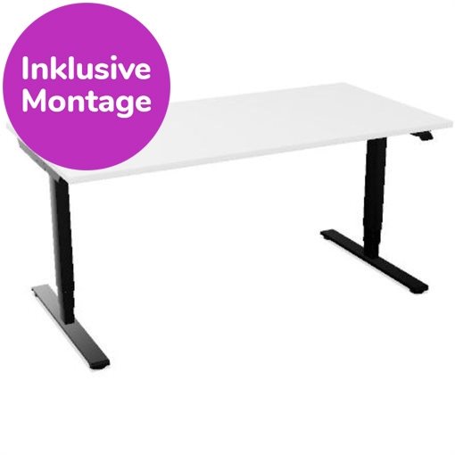 InWerk Schreibtisch hvst, Masterlift 2 Weiß/Schwarz B160cm x T80cm