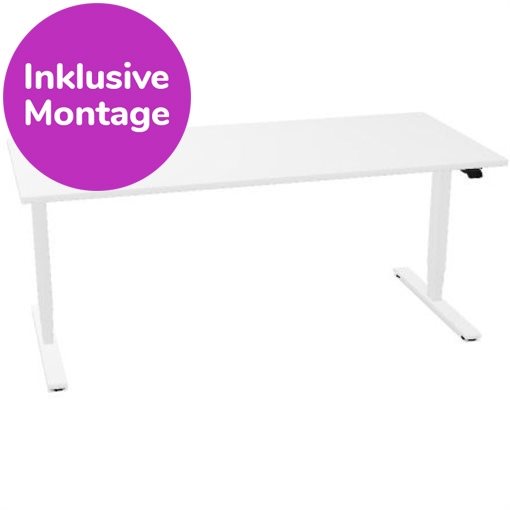 InWerk Schreibtisch hvst, Masterlift 2 Weiß/Weiß B180cm x T80cm