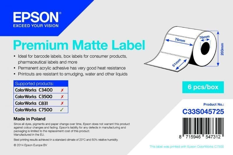Premium Matte Label - Die-cut Roll - C33S045725