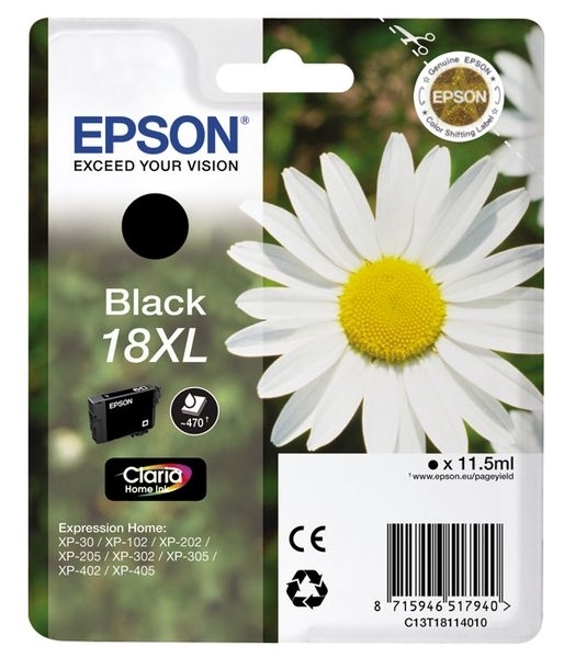 Epson Tinte schwarz 18XL Claria Home Ink T1811
