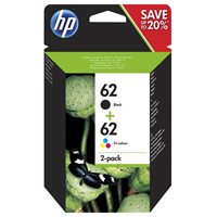 HP Original Tinte HP 62 2er-Pack Schwarz/Cyan/Magenta/Gelb - N9J71AE