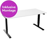 InWerk Schreibtisch hvst, Masterlift 2 Weiß/Schwarz B160cm x T80cm